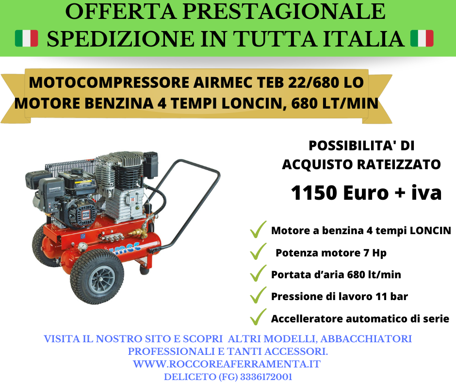 Motocompressore Airmec TEB 22/680 LONCIN - Rocco Rea Ferramenta