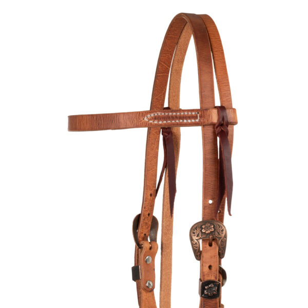 COPPER FLORAL BUCKLE WITH CROSS CONCHO WESTERN BRIDLE